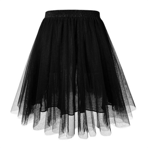 Black Panties for Womens Pleated Knee Length Skirt Adult Tutu Dancing Skirt