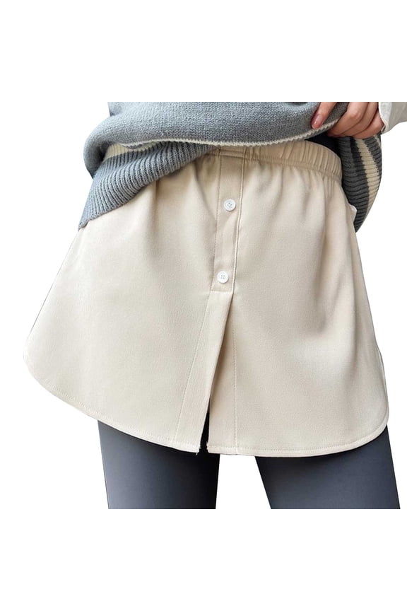 Womens Pleated Mini Skirt Shirt Extension - High Waist A-Line Design - Polyester Spandex Blend - M-XXL Sizes - Casual Party Wear