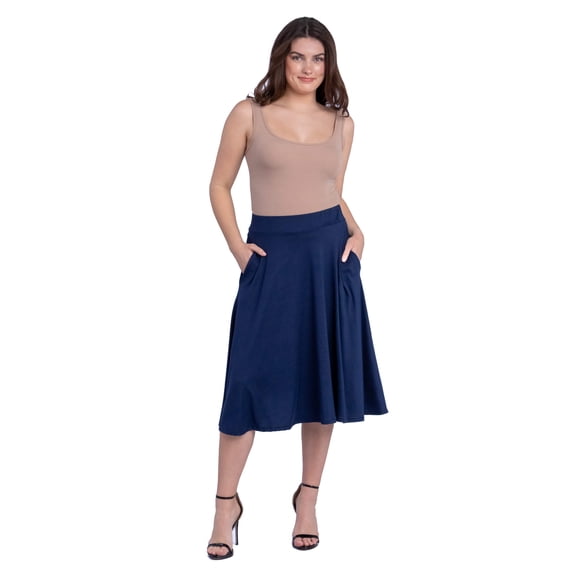 Womens Pleated Pocket Midi Skirt