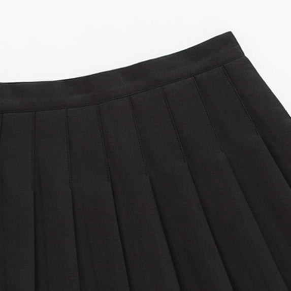 Womens Pleated Skirt College Style Button Pleated Skirt Jk Uniform All Match Black S YIWEI