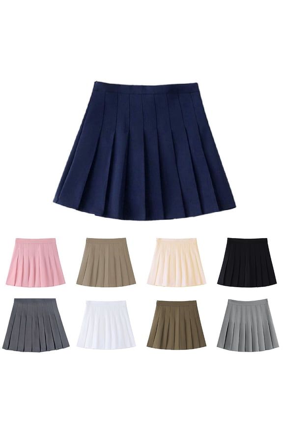 Womens Pleated Skirt College Style Button Pleated Skirt Jk Uniform All Match Khaki XXL YIWEI