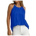 thumbnail image 1 of Womens Pleated Tank Tops Spaghetti Strap Camisole Halter Tops Curved Hem Fashion 2025 Blue XL, 1 of 9
