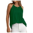 thumbnail image 1 of Womens Pleated Tank Tops Spaghetti Strap Camisole Halter Tops Curved Hem Fashion 2025 Green M, 1 of 9