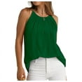 thumbnail image 1 of Womens Pleated Tank Tops Spaghetti Strap Camisole Halter Tops Curved Hem Fashion 2025 Green XL, 1 of 7