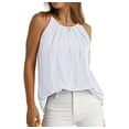 thumbnail image 1 of Womens Pleated Tank Tops Spaghetti Strap Camisole Halter Tops Curved Hem Fashion 2025 White XXL, 1 of 9