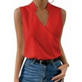 thumbnail image 1 of Womens Pleated Tank Tops V Neck Casual Sleeveless Blouses Summer Basic Vest Shirt Red XXL, 1 of 5