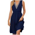 thumbnail image 1 of Womens Plus $15 & Under!Summer Plus Size Dresses for Womens 2024 Fashion Short Sleeve V-Neck Solid Color Pocket Makings Dress, 1 of 5