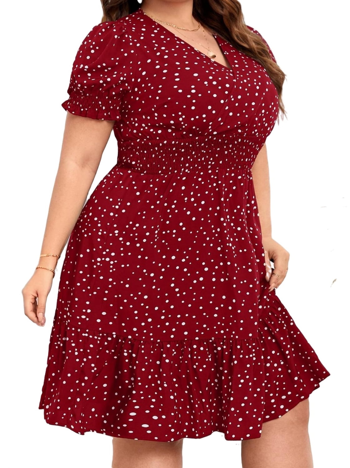 Asos Womens Dress Burgundy Polka Dots Sheath Fitted Womens US Size