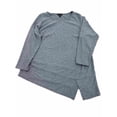 thumbnail image 1 of Womens Plus Blue Grey Ribbed Split Hem Asymmetrical Sweater 2X, 1 of 2