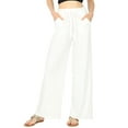 thumbnail image 1 of Womens & Plus Comfy Stretch Solid Drawstring Wide Leg Lounge Pants (Ivory, 2X), 1 of 4