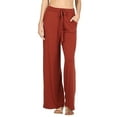 thumbnail image 1 of Womens & Plus Comfy Stretch Solid Drawstring Wide Leg Palazzo Lounge Pants (Dk Rust, L), 1 of 4