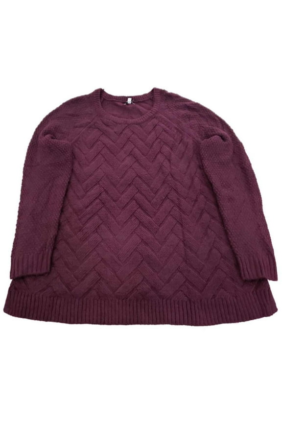 Womens Plus Deep Grape Lattice Knit Soft Long Sleeve Warm Winter Sweater 3X