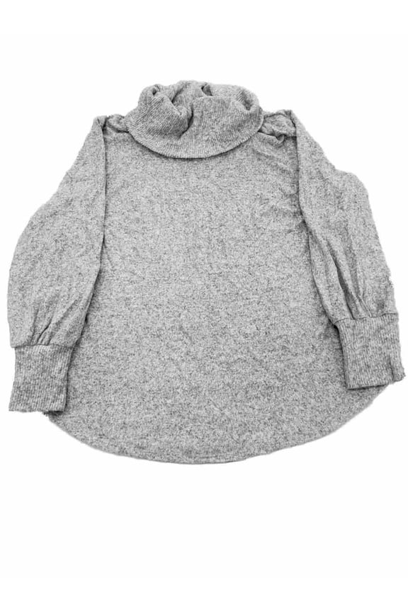 Womens Plus Grey Cowl Neck Soft Fuzzy Feel Long Sleeve Winter Sweater 0X