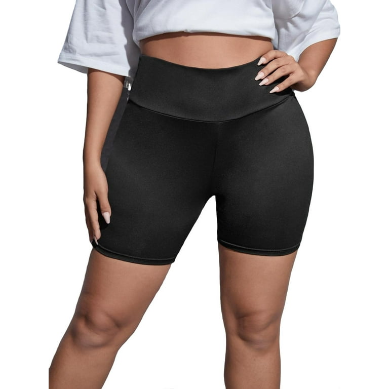 Womens Plus Leggings Sporty Plain Biker Shorts Short Black 2XL Walmart