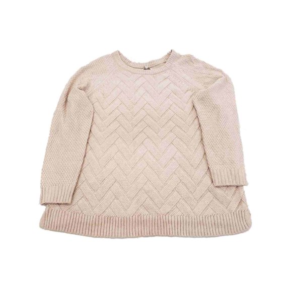 Womens Plus Light Tan Lattice Knit Soft Long Sleeve Warm Winter Sweater 2X
