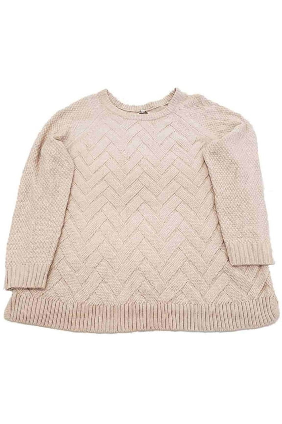 Womens Plus Light Tan Lattice Knit Soft Long Sleeve Warm Winter Sweater 2X