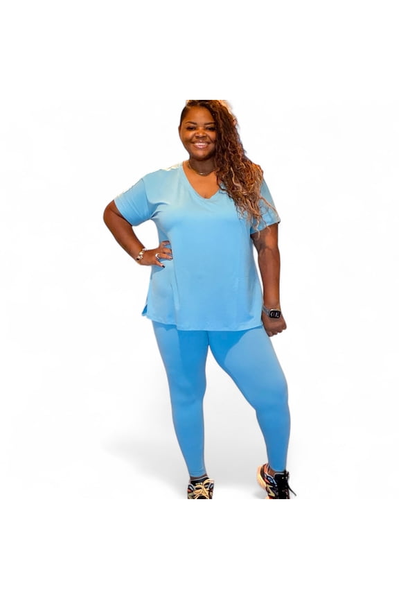 Womens Plus Microfiber Top & Leggings 2pc Set