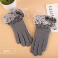thumbnail image 1 of Womens Plus Plush Fluffy Touch Screen Phone Lined Thick Windproof Gloves ladies spring, autumn and winter touch screen plus velvet to keep warm cute students riding bikes thick wind and cold gloves, 1 of 8