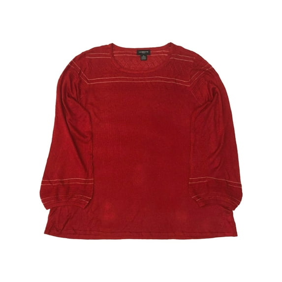 Womens Plus Red Metallic Shimmer Dressy Stretchy Holiday Sweater Top Shirt 2X