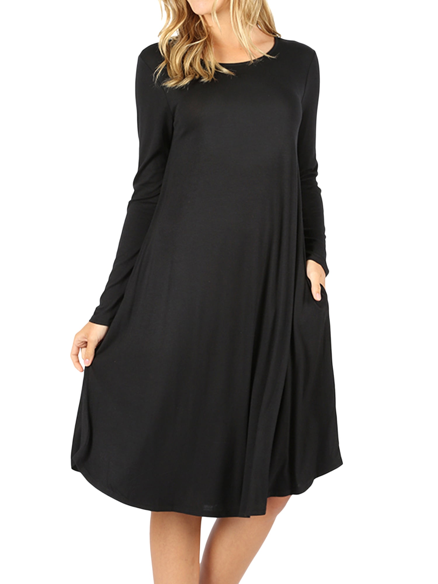 knee length dresses for ladies Textured Chiffon Long Sleeve Maxi Dress, Black Spot – Jolie Moi Retail