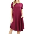 thumbnail image 1 of Womens & Plus Round Neck Short Sleeve Knee Length A-Line Swing Trapeze Dress, 1 of 3