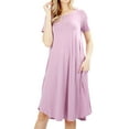 thumbnail image 1 of Womens & Plus Round Neck Short Sleeve Knee Length A-Line Swing Trapeze Dress, 1 of 3