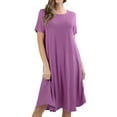 thumbnail image 1 of Womens & Plus Round Neck Short Sleeve Knee Length A-Line Swing Trapeze Dress, 1 of 3