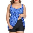 Womens Plus Size 2 Piece Bathing Suits Ruffle Tankini Top with Boyshorts Tummy Control Swimsuits