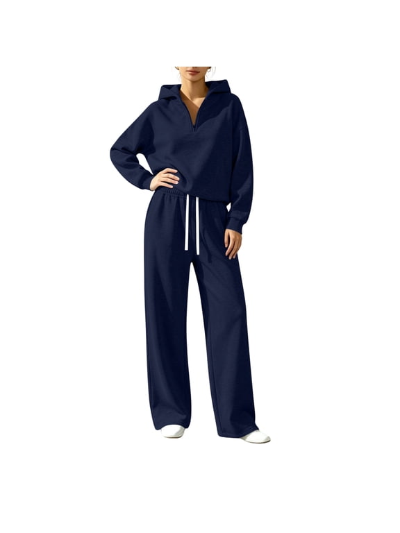 Womens Plus Size 2 Piece Outfit Matching Lounge Set Sweatsuits Casual Tracksuit Workout Matching Sets Fall Winter Clothes for Women