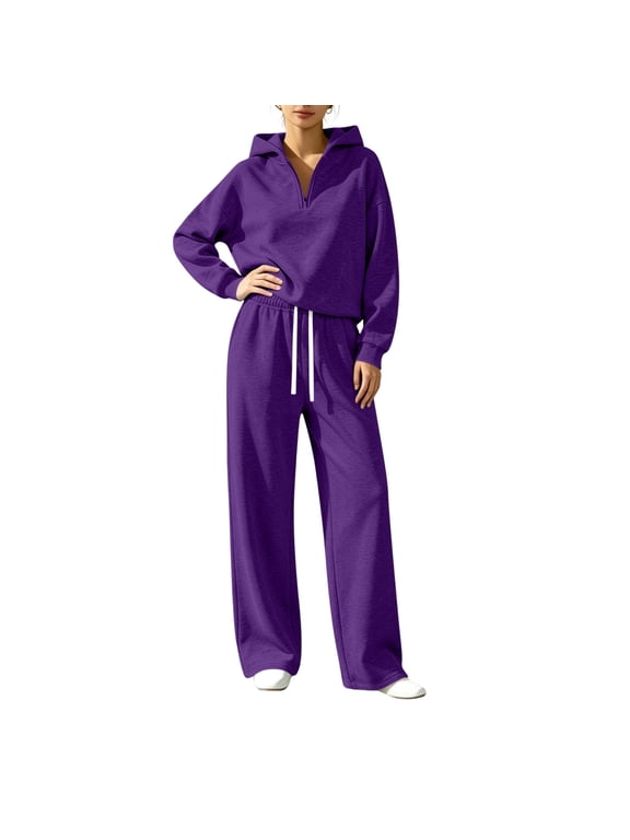 Womens Plus Size 2 Piece Outfit Matching Lounge Set Sweatsuits Casual Tracksuit Workout Matching Sets Fall Winter Clothes for Women