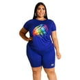thumbnail image 1 of Womens Plus Size 2 Piece Outfit Striped Sleeveless Tank Top Bodycon Shorts Pant, 1 of 2