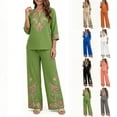 thumbnail image 1 of Womens Plus Size 2 Piece Outfits Printed Bohemian Style Casual Home Wear Set, 1 of 8