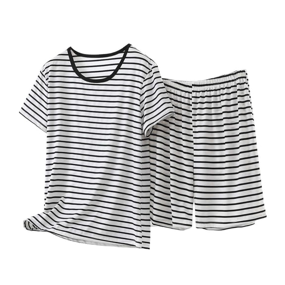 Womens Plus Size 2 Piece Outfits Short Sleeve Round-Neck Short Casual Pullover Comfy Set