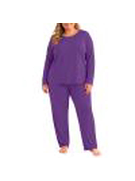 Womens Plus Size 2 Piece Pajama Set Thick Warm Fleece Long Sleeve Pullover Tops Pant Sets Fall Winter Loungewear (2XL, Dark Blue)