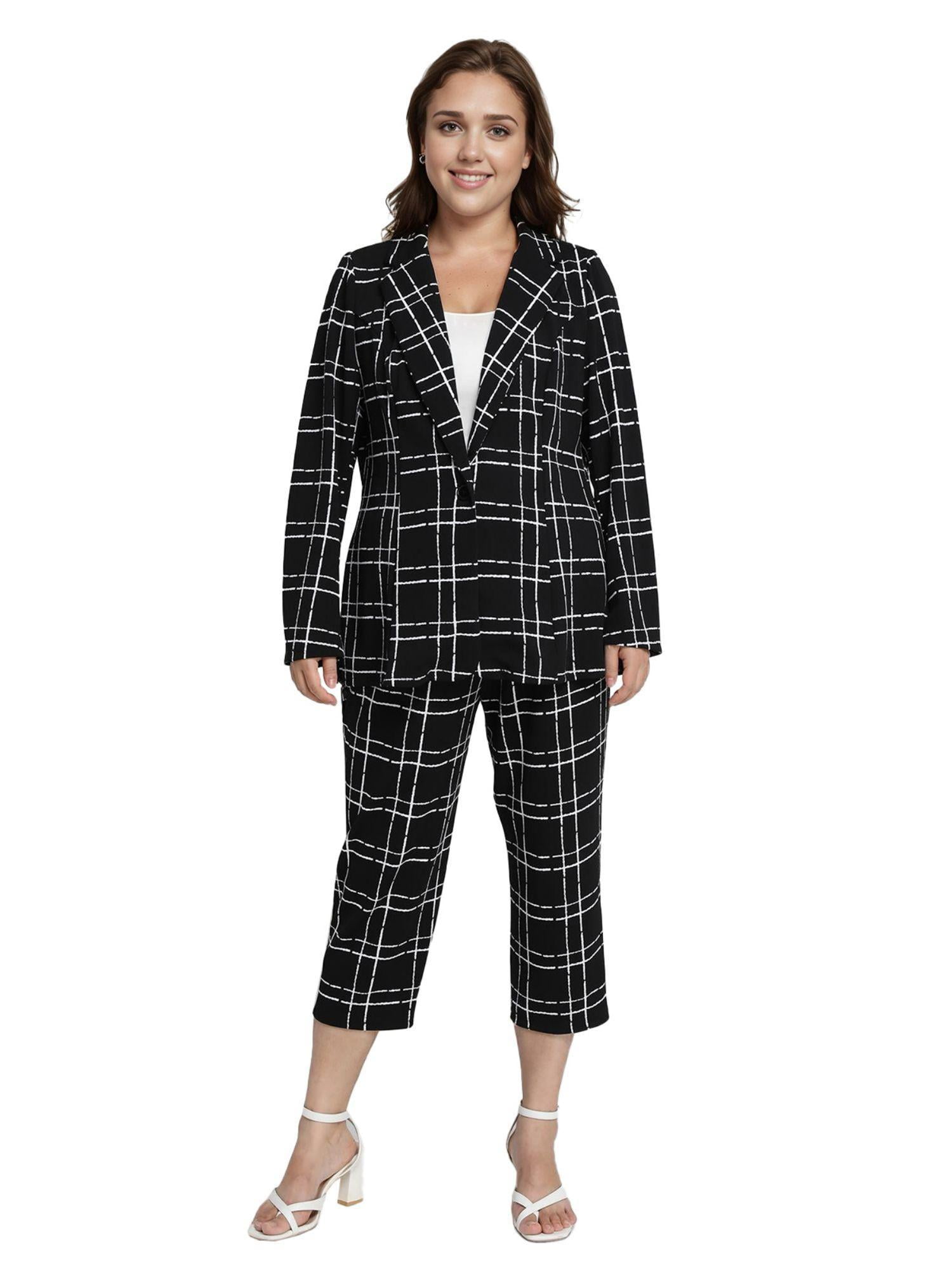 Womens Plus Size Piece Plaid Suits Set Business Office One