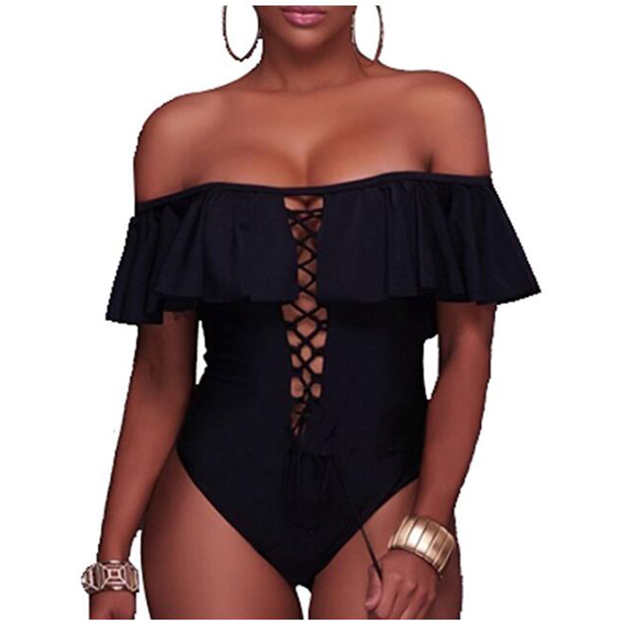Womens Plus Size 2-Piece Swimsuits Flounce Printed Bathing Suits Tummy Control Tankini Swimsuits For Women