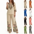 thumbnail image 1 of Womens Plus Size 2 Piece Sets Printed Bohemian Style Casual Home Wear Set, 1 of 8