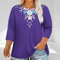 thumbnail image 1 of Womens Plus Size 3/4 Length Sleeve Tops Boat Neck Loose Fit Tee Tunic Blouse XL-5XL, 1 of 5