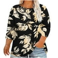 thumbnail image 1 of Womens Plus Size 3/4 Length Sleeve Tops Boat Neck Loose Fit Tee Tunic Blouse XL-5XL, 1 of 5