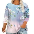 thumbnail image 1 of Womens Plus Size 3/4 Length Sleeve Tops Boat Neck Loose Fit Tee Tunic Blouse XL-5XL, 1 of 5