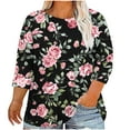 thumbnail image 1 of Womens Plus Size 3/4 Length Sleeve Tops Boat Neck Loose Fit Tee Tunic Blouse XL-5XL, 1 of 1