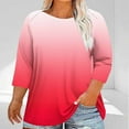 thumbnail image 1 of Womens Plus Size 3/4 Length Sleeve Tops Boat Neck Loose Fit Tee Tunic Blouse XL-5XL, 1 of 5