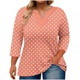 thumbnail image 1 of Womens Plus Size 3/4 Sleeve Tops Casual V Neck Button Tee Shirts Basic Loose Fit Tunic Blouse, 1 of 4
