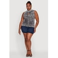 thumbnail image 1 of Womens Plus Size Acid Wash Keyhole Mock Neck Tank Top, 1 of 5