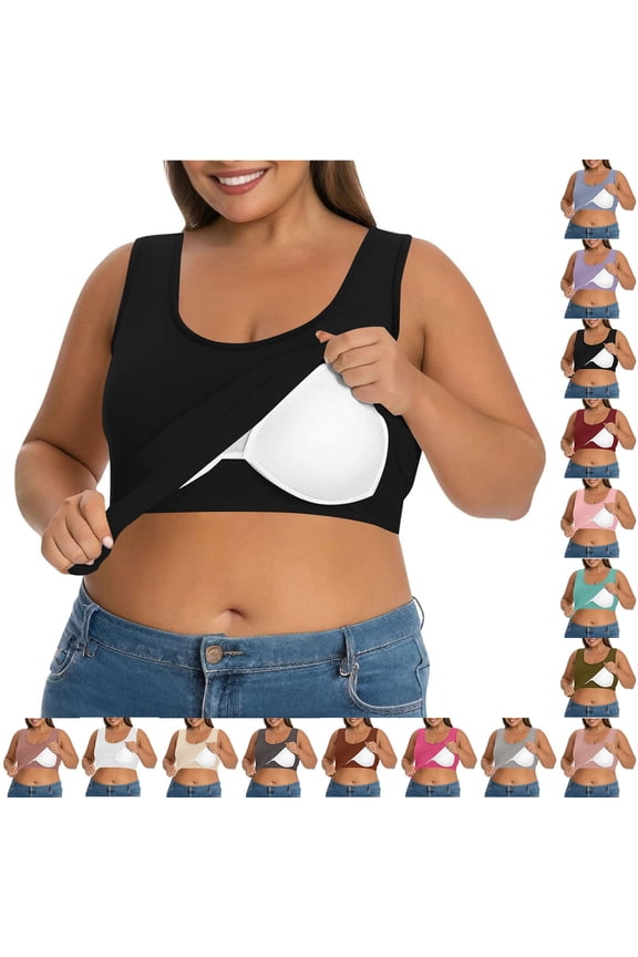 Womens Plus Size Active Camisole Built In Shelf Bra Padded Support Yoga Casual Wear