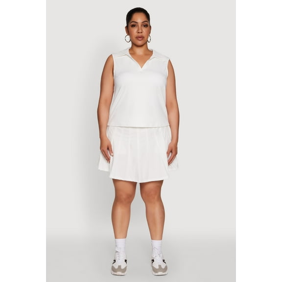 Womens Plus Size Active High Waisted Pleated Skort