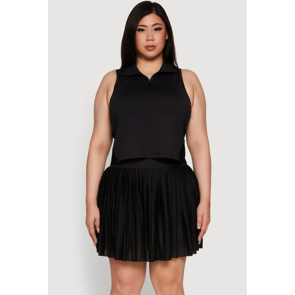 Womens Plus Size Active Racerback Jersey Mesh Back Polo Shirt