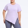 thumbnail image 1 of Womens Plus Size Athletic Top | Lavender Workout Shirt Raglan Short Sleeve | Yoga Running Moisture Wicking Tee,Size 4XL, 1 of 6