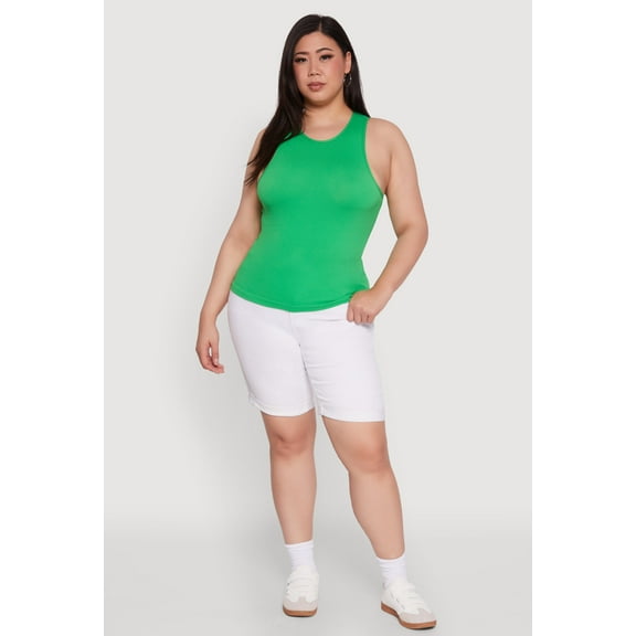 Womens Plus Size Basic Crew Neck Tank Top