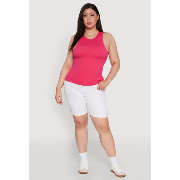 Womens Plus Size Basic Crew Neck Tank Top